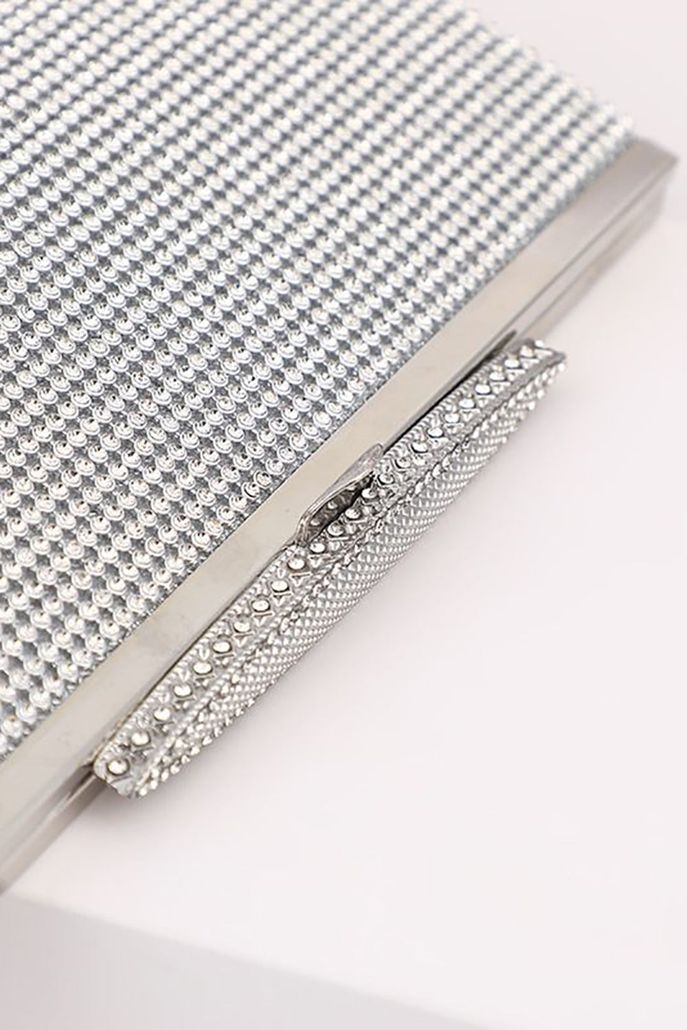 Evening Clutch Bag with Silver Rhinestones