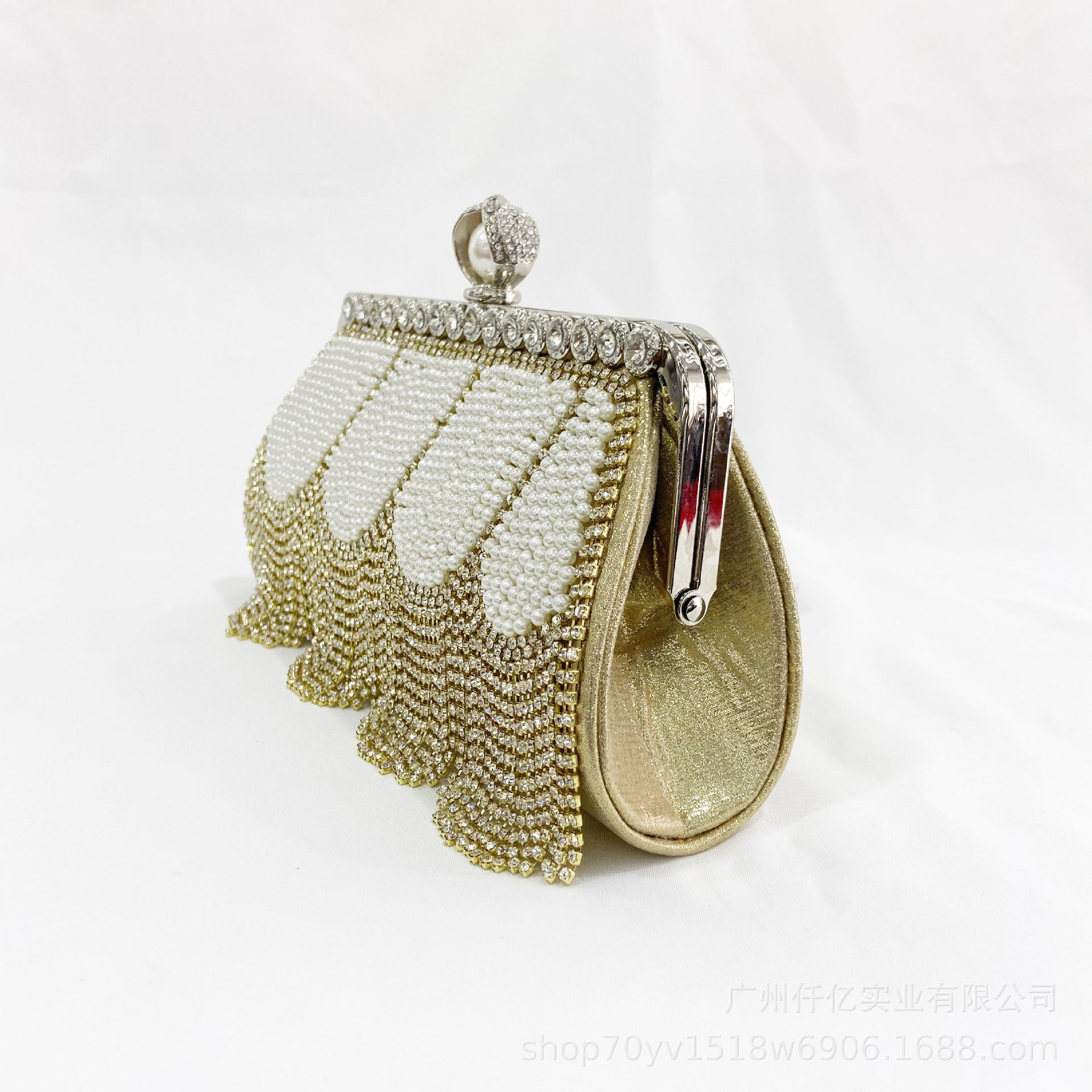 Party Handbag with Black Beaded Fringes
