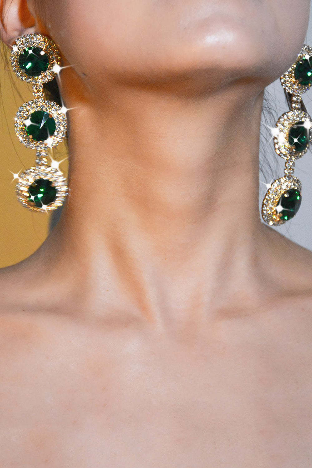 Round Multi-Layered Rhinestone Earrings