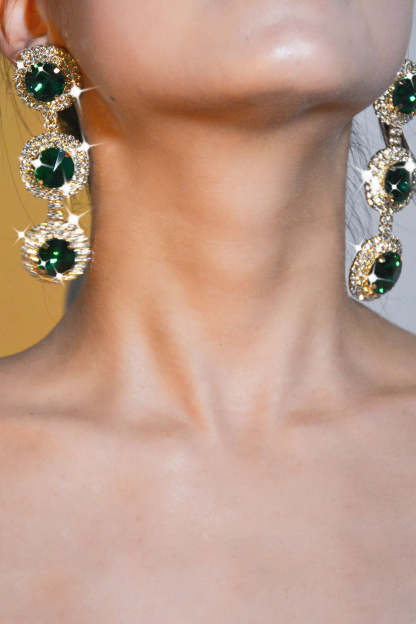 Round Multi-Layered Rhinestone Earrings