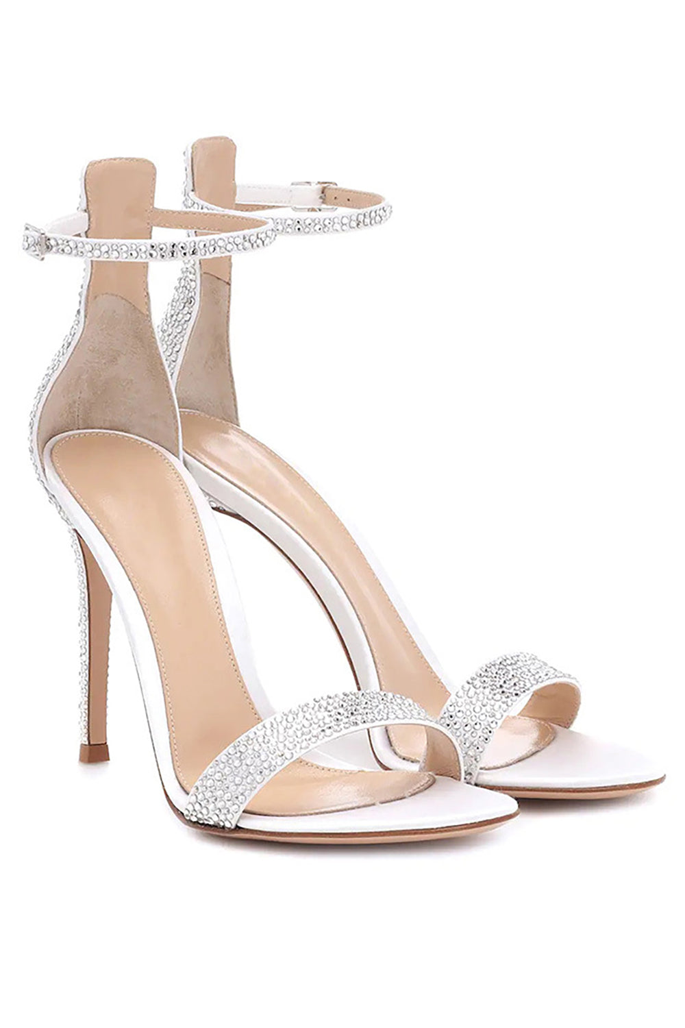 High-heeled Sandal Shoes with Silver Beads