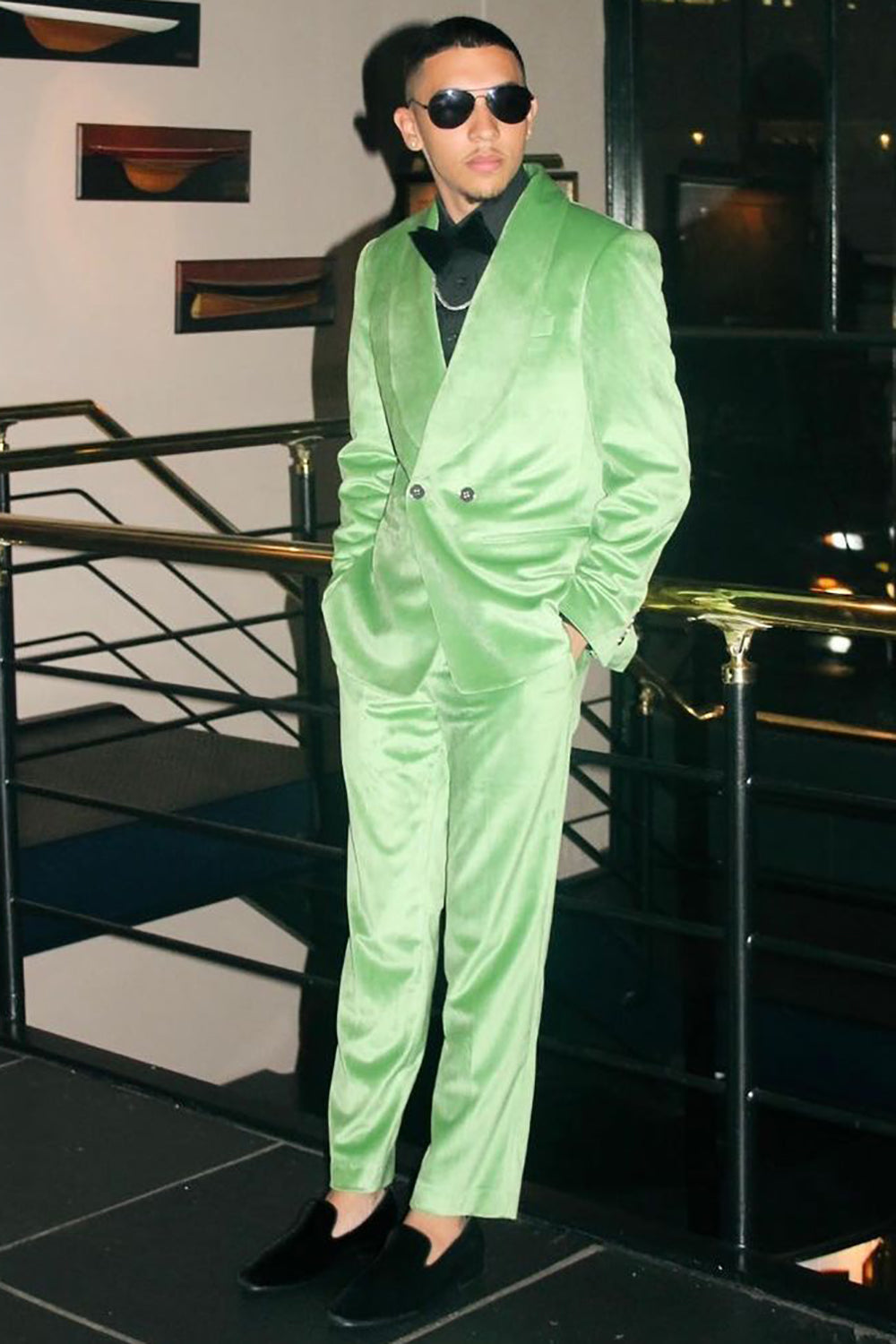 Men's Prom Suits with Light Green Shawl Lapel in 3 Pieces