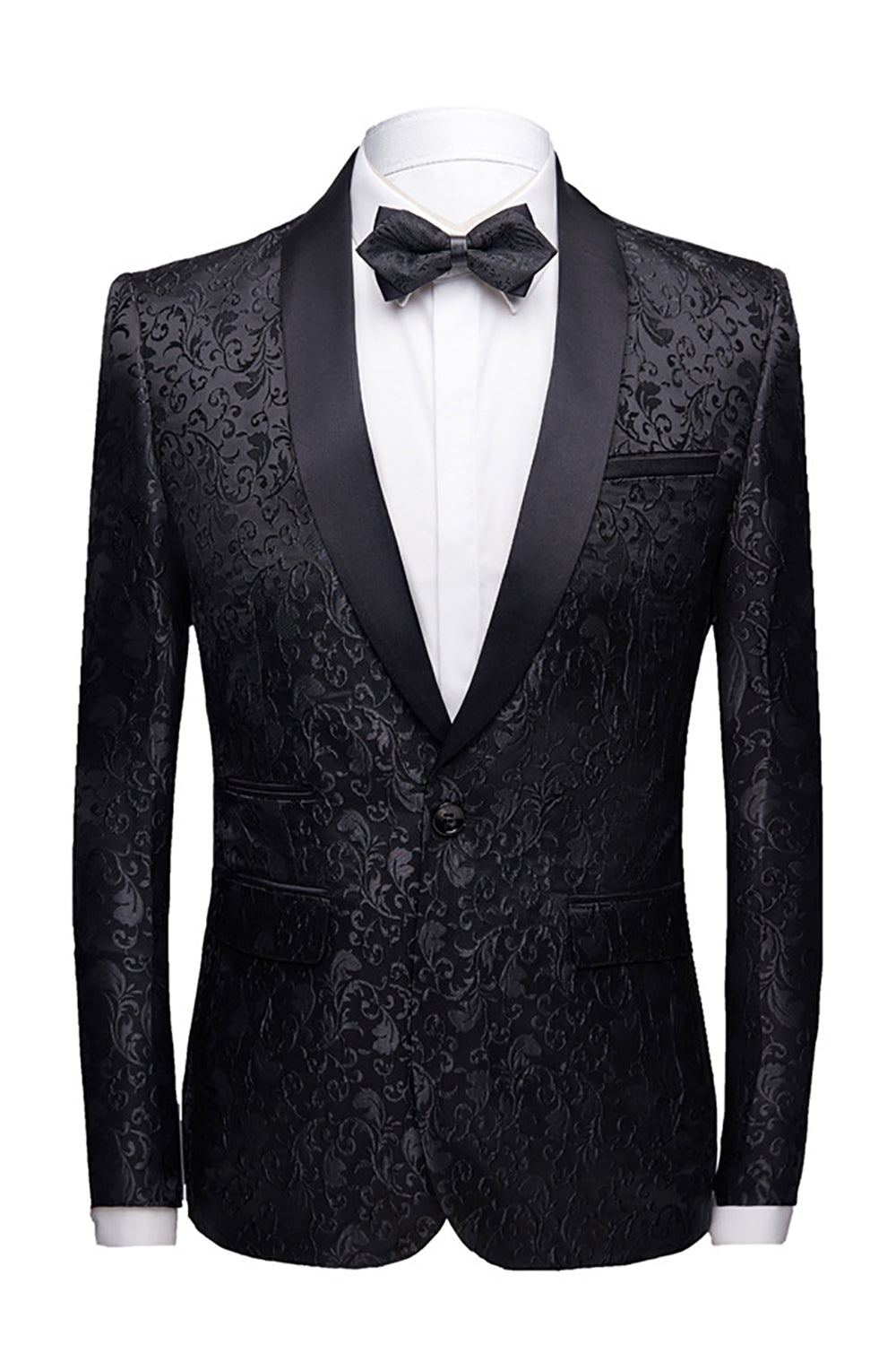 Men's 2-Piece Jacquard Wedding Suits in Black
