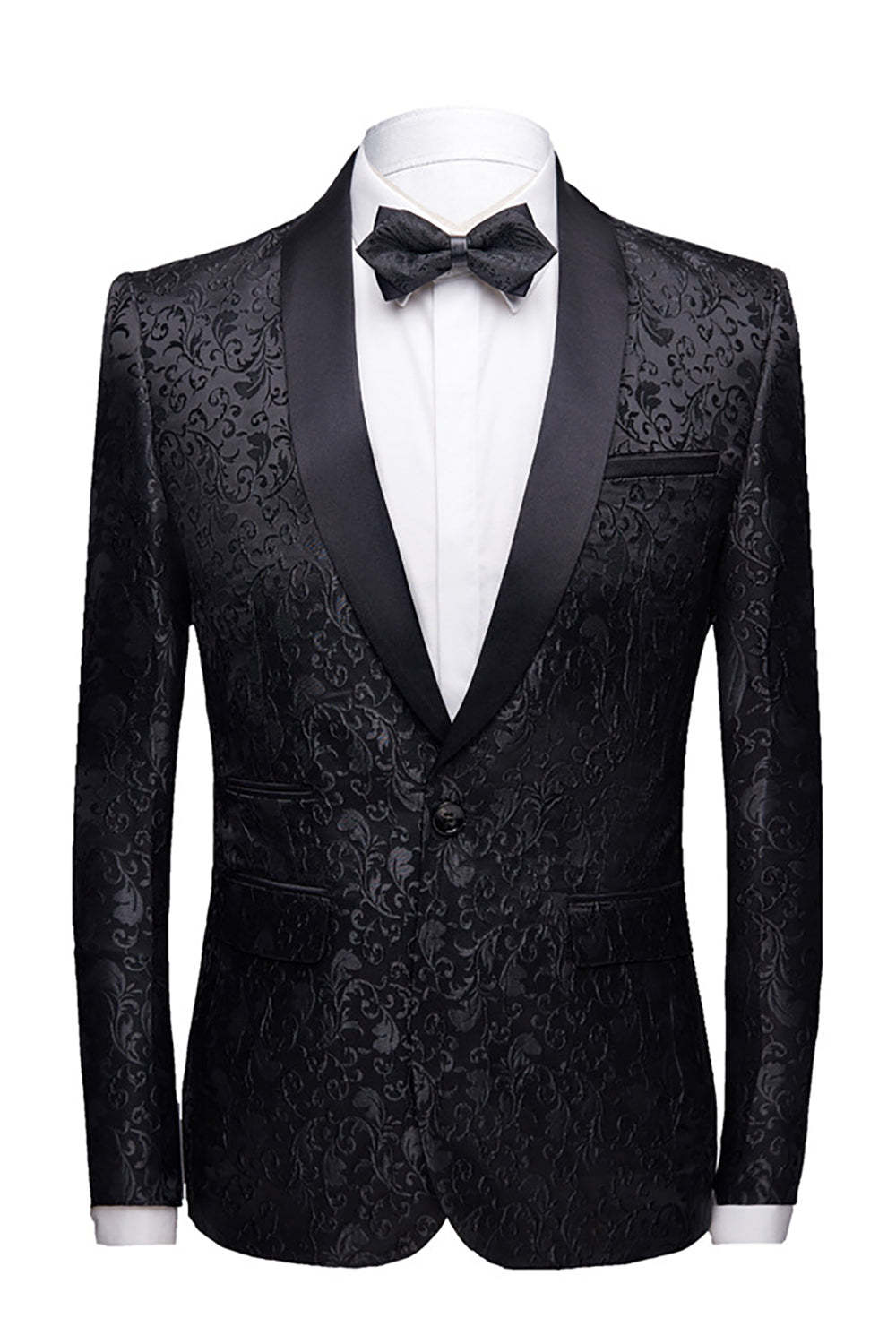 Men's 2-Piece Jacquard Wedding Suits in Black