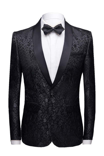 Men's 2-Piece Jacquard Wedding Suits in Black