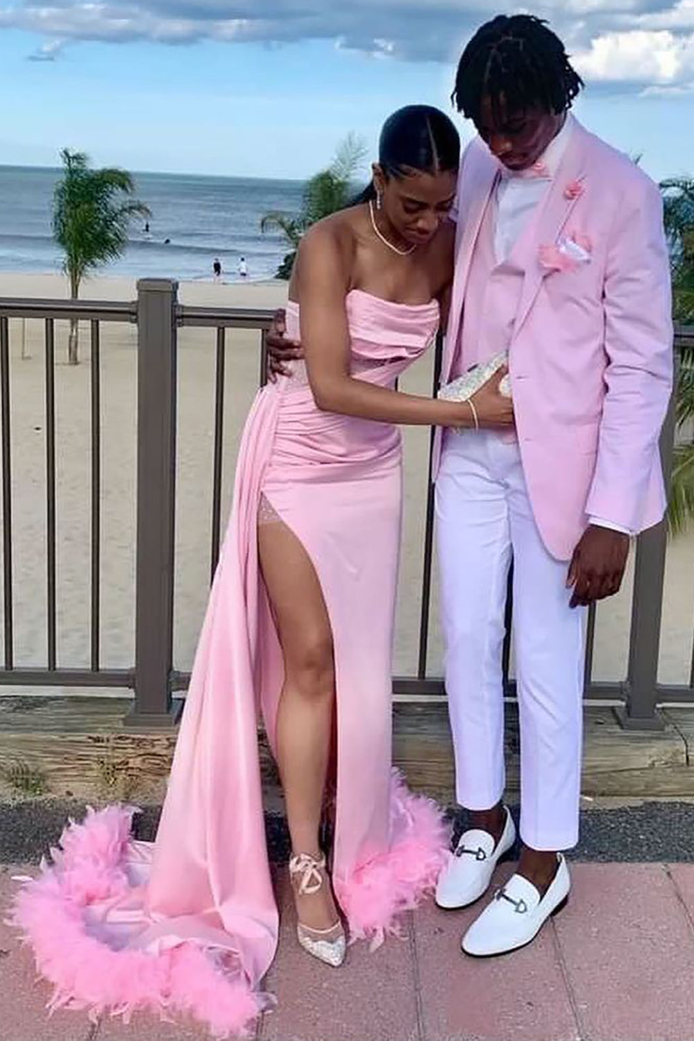 Men's Prom Suits with Pink Notched Lapel in 3 Pieces