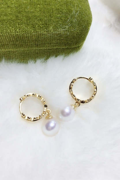 Pearl-Adorned Wheat Earrings