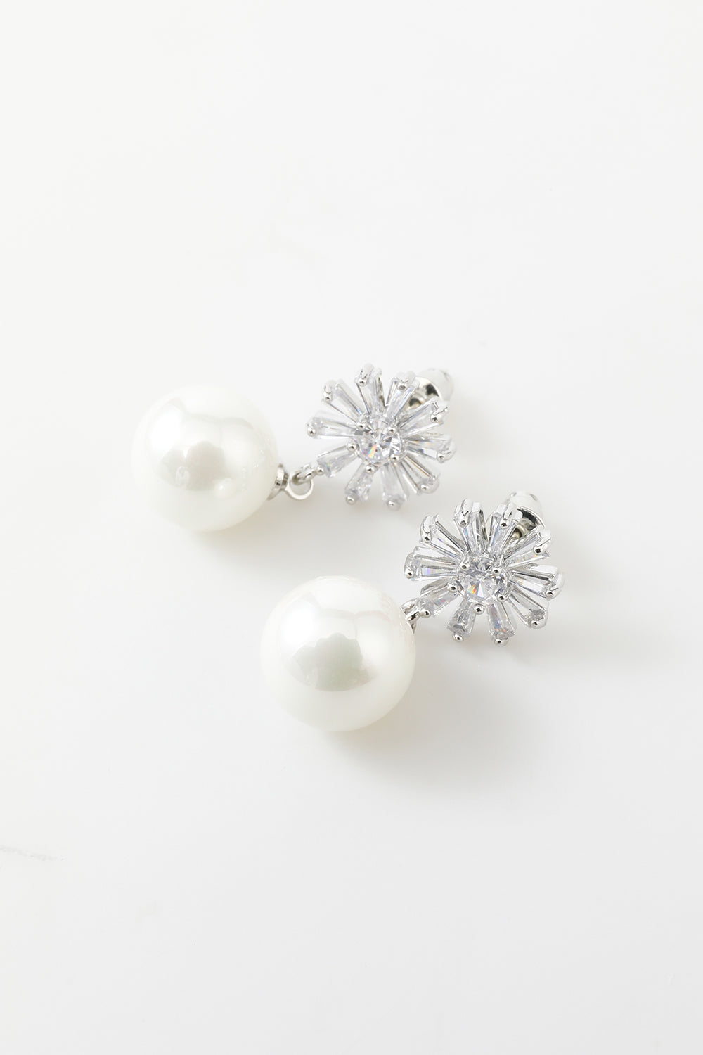Pearl Earrings with Floral Design