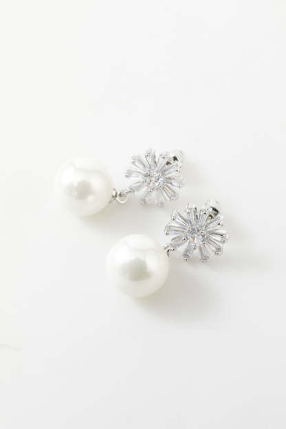 Pearl Earrings with Floral Design