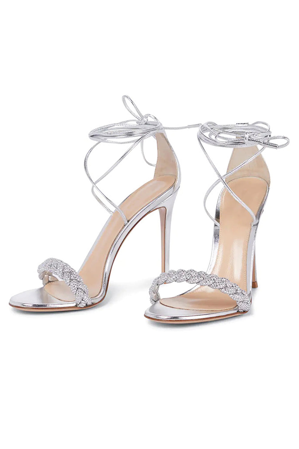 High Heels with Silver Lace-Up Detail