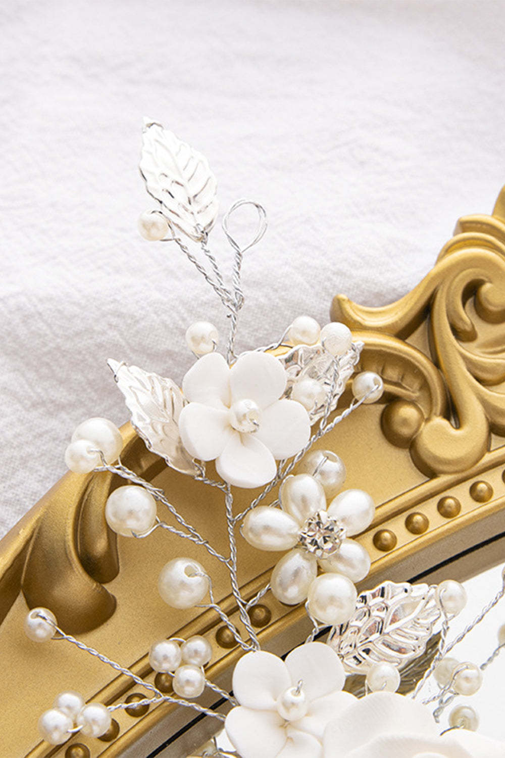 Pearl Headband with White Flowers