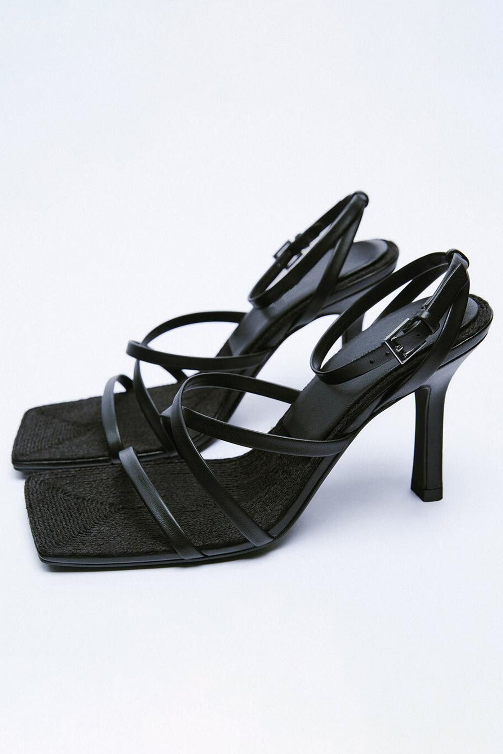 Square Toe High-Heel Slip-on Sandals in Pink