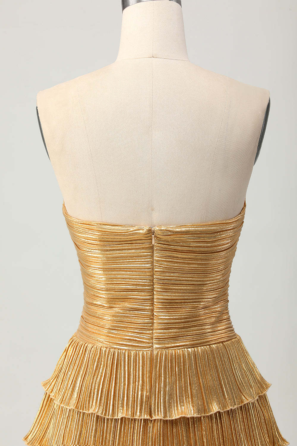 Metallic Golden A Line Sweetheart Short Cocktail Dress With Keyhole