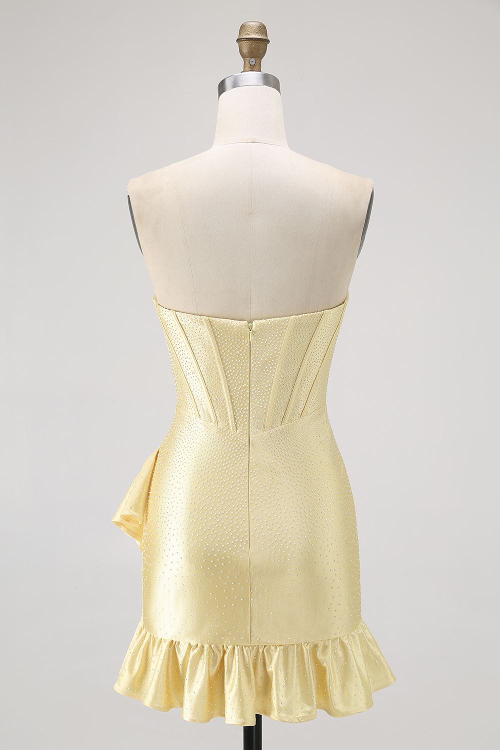 Sparkly Yellow Bodycon Short Corset Cocktail Dress With Beading
