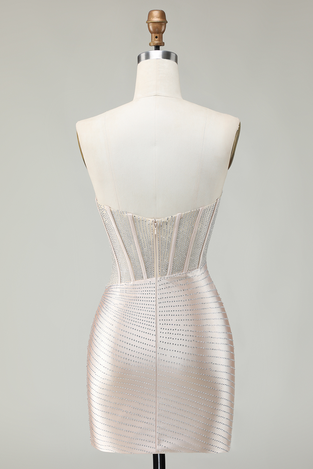 Sparkly Gold Tight Short Corset Cocktail Dress With Beading