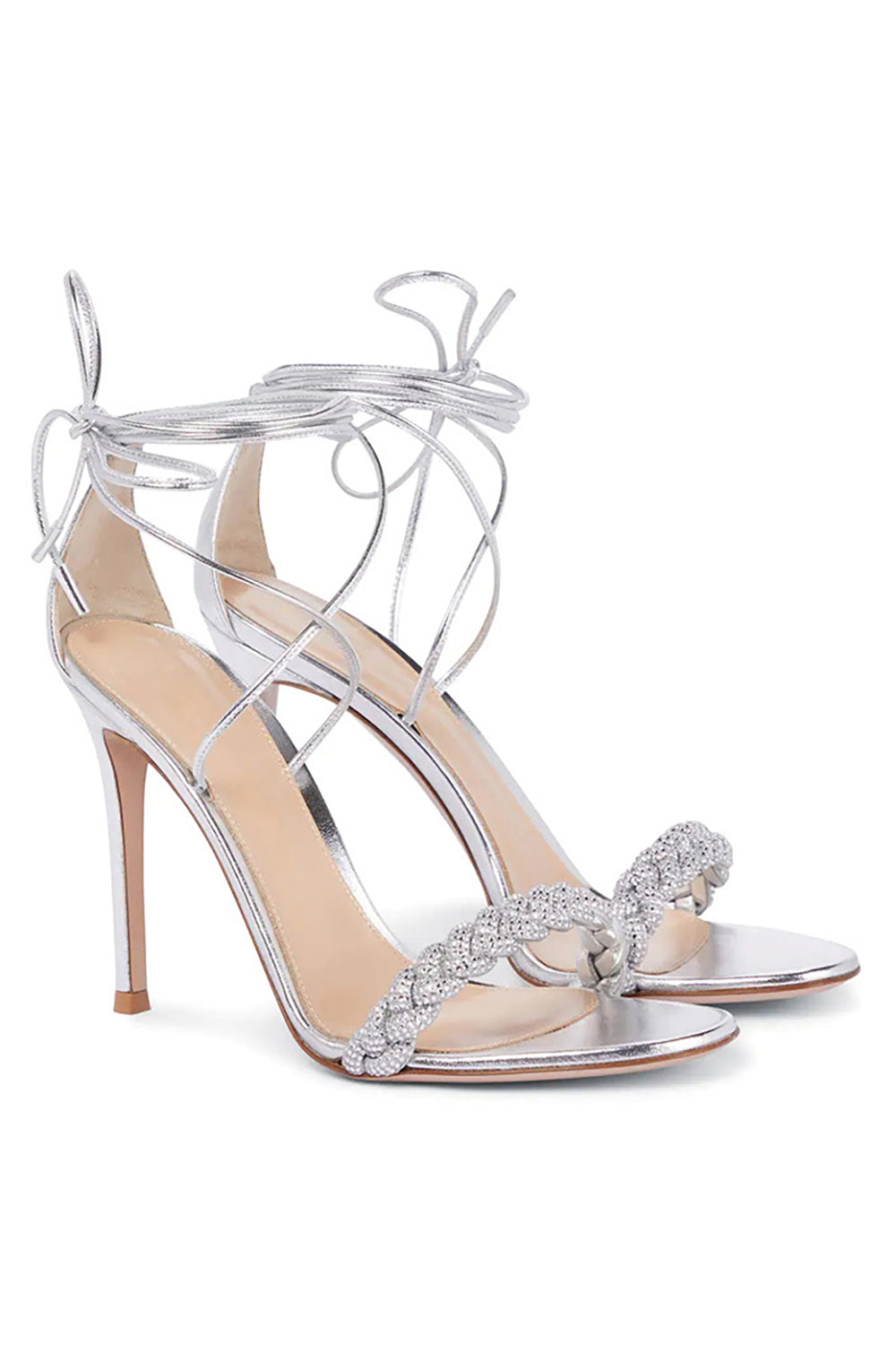 High Heels with Silver Lace-Up Detail