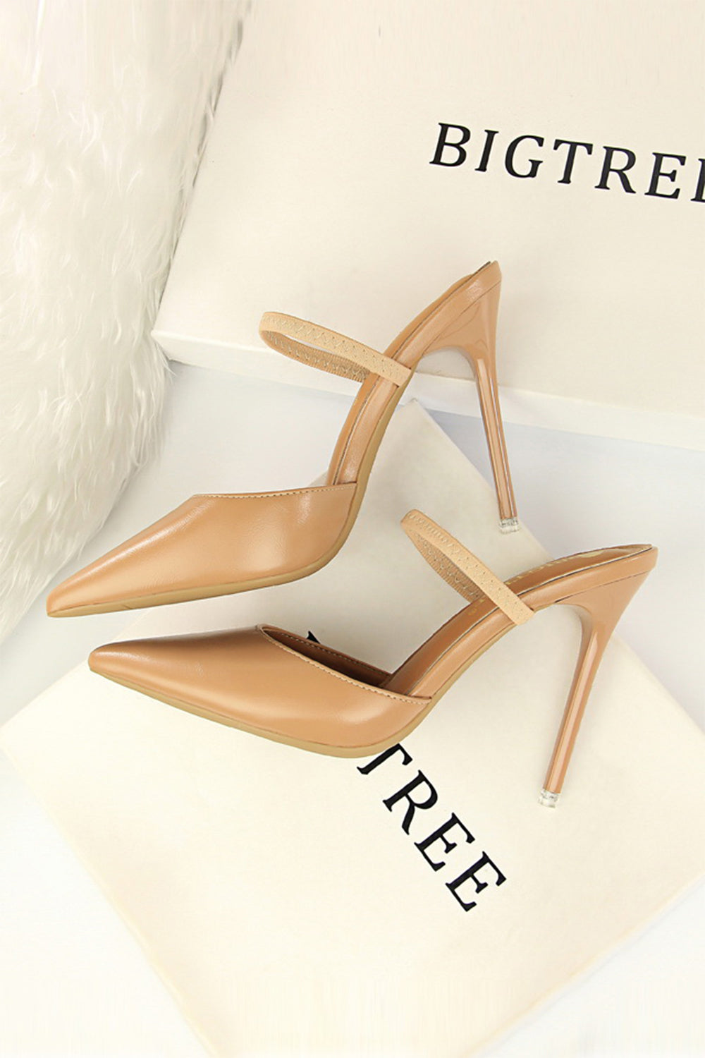 Pointy Stiletto Heels in Apricot