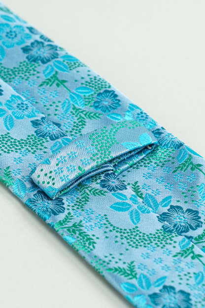 Formal Tie in Blue Jacquard Satin