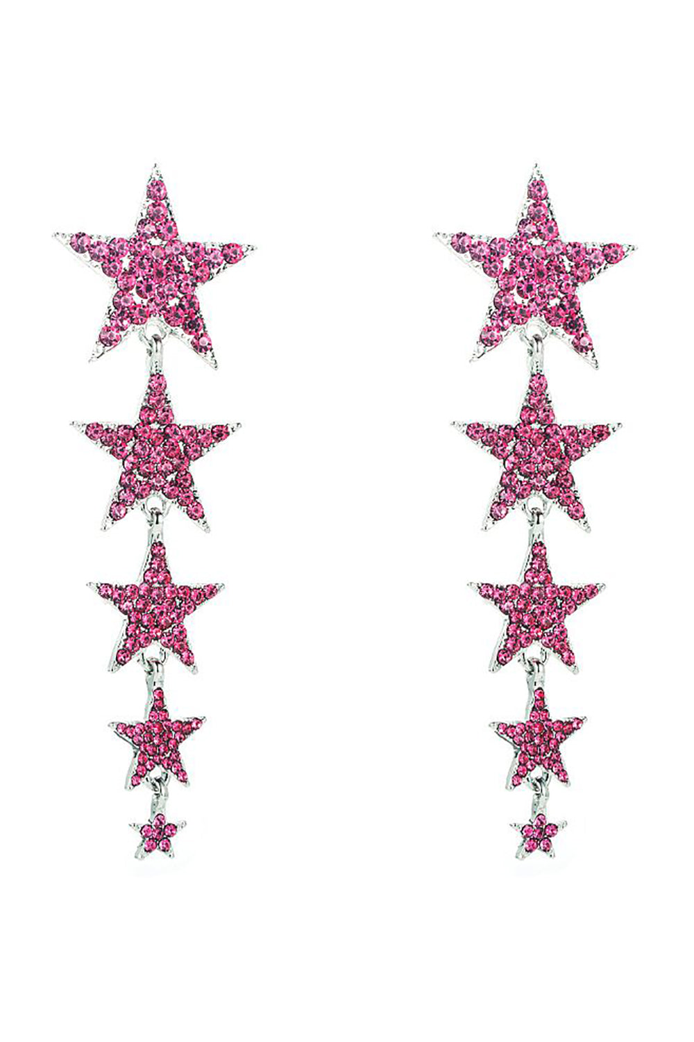 Five-Pointed Fuchsia Star Earrings for Prom