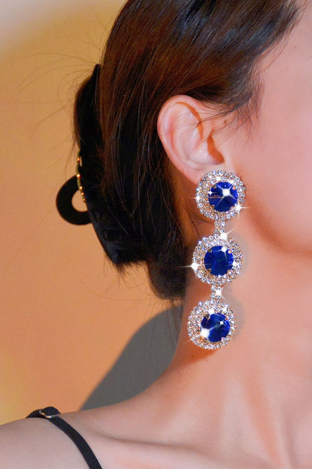 Round Multi-Layered Rhinestone Earrings