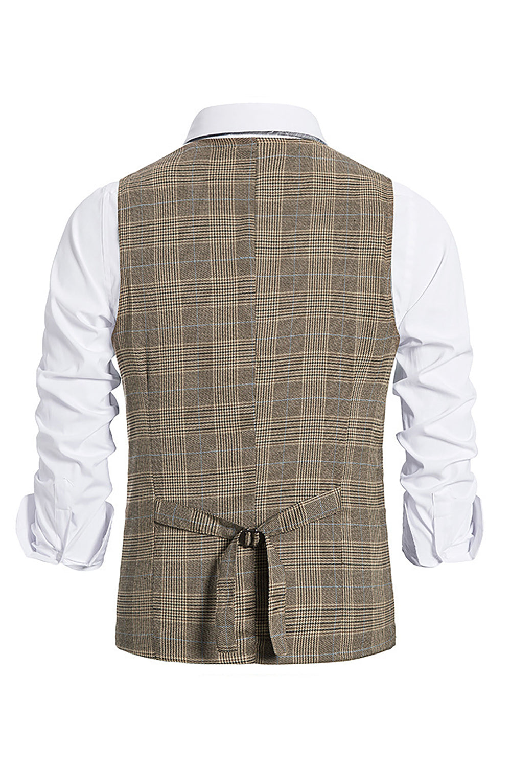 Men's Double Breasted Brown Pinstripe Vest with Shawl Lapel