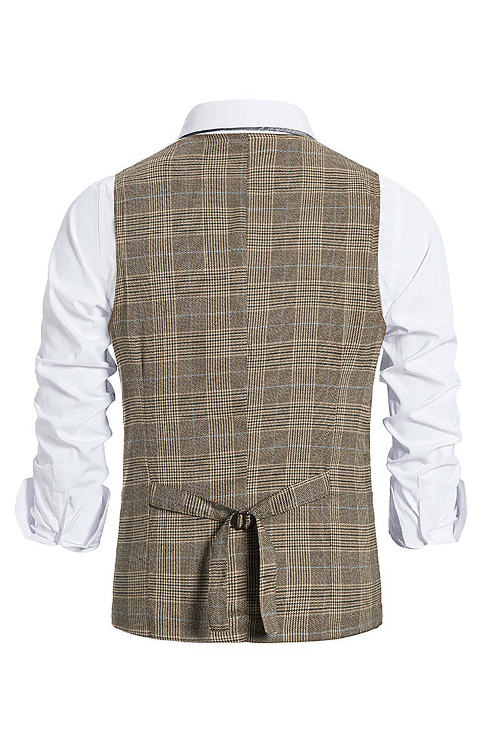 Men's Double Breasted Brown Pinstripe Vest with Shawl Lapel