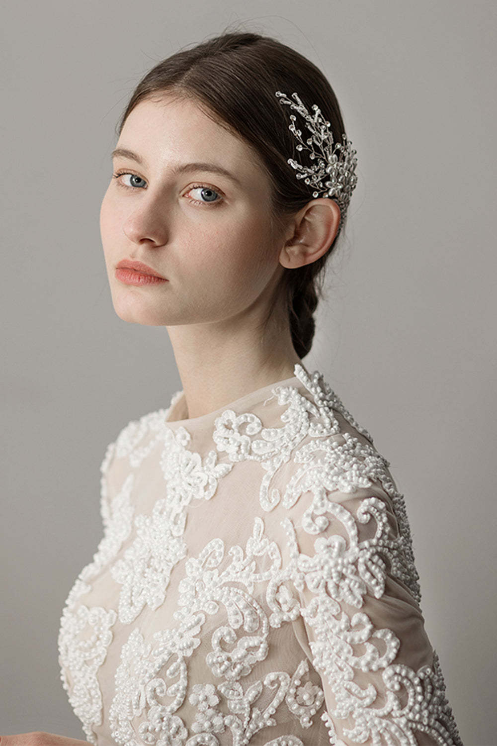 Bridal Hair Accessories with Handmade Pearl Flowers