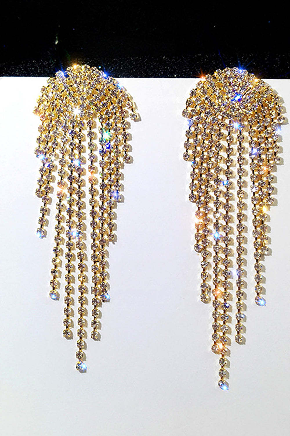 Drop Earrings with Gold Rhinestones
