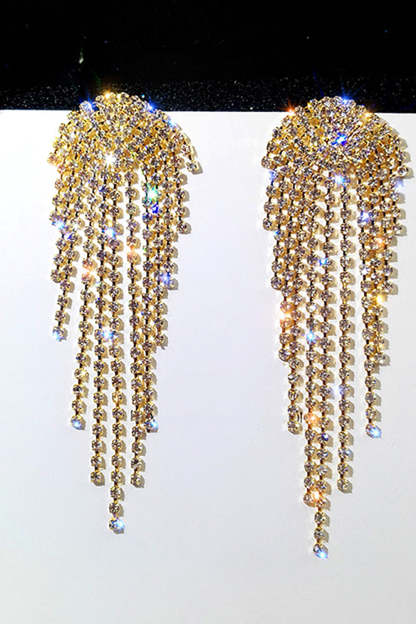 Drop Earrings with Gold Rhinestones