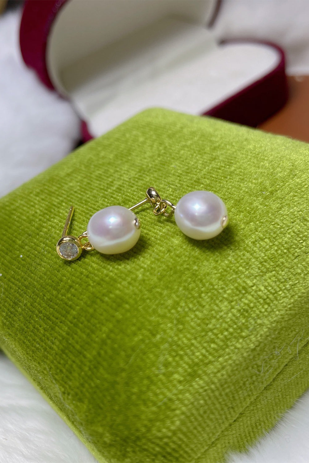 Earrings with White Pearls