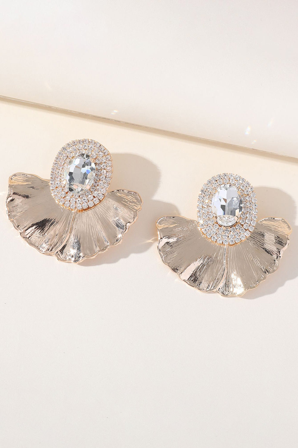 Sparkly Floral Earrings with Oval Rhinestones
