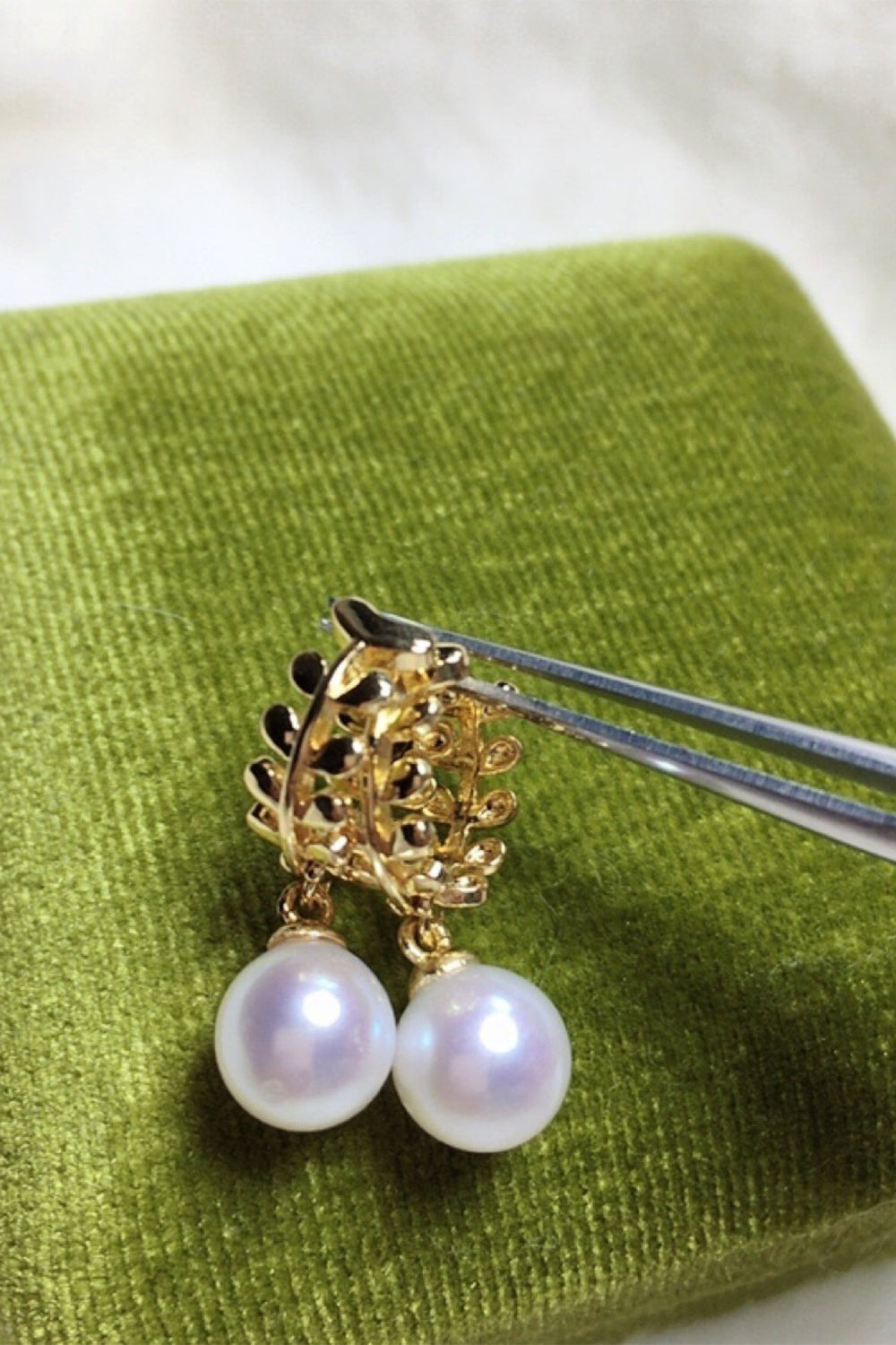 Pearl-Adorned Wheat Earrings