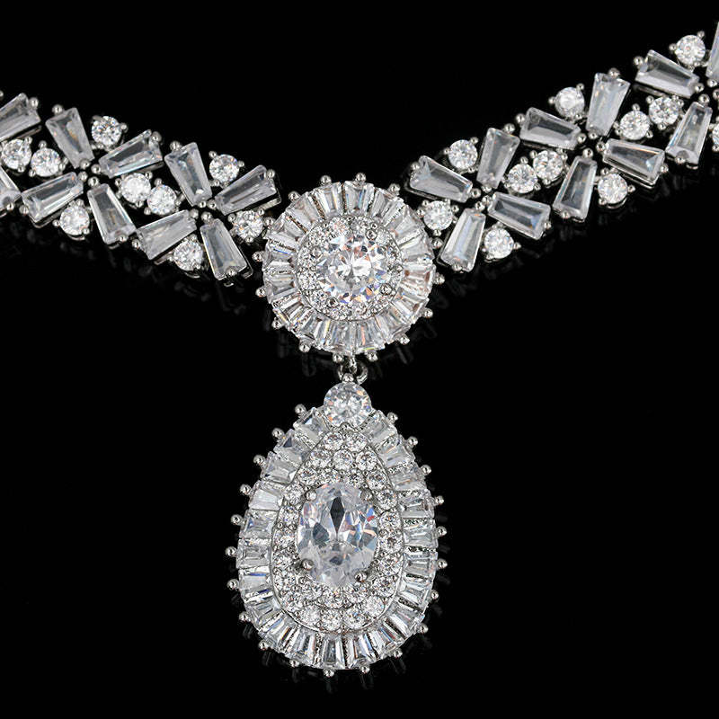 Jewelry Set with Royal Blue Crystal Necklace and Earrings