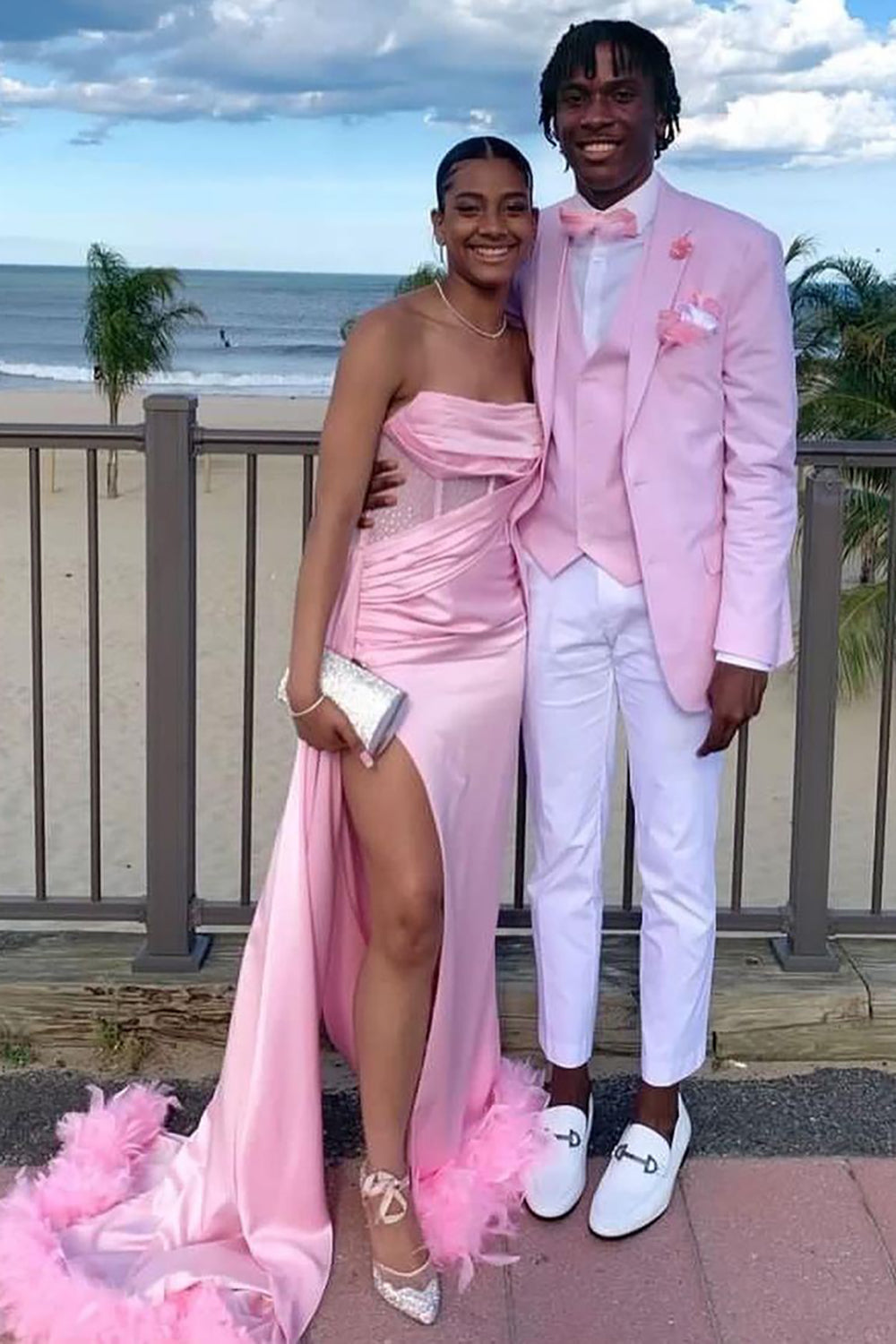 Men's Prom Suits with Pink Notched Lapel in 3 Pieces
