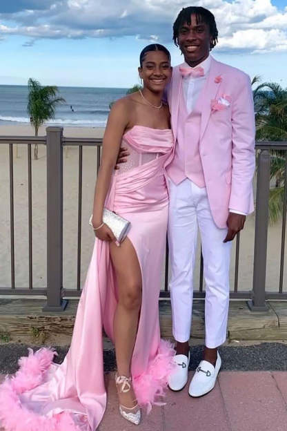 Men's Prom Suits with Pink Notched Lapel in 3 Pieces