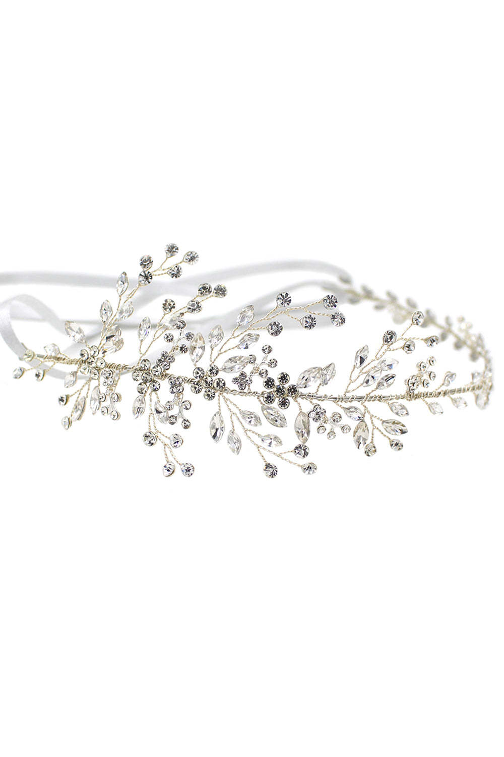 Bridal Headband with Shiny Rhinestone Branch