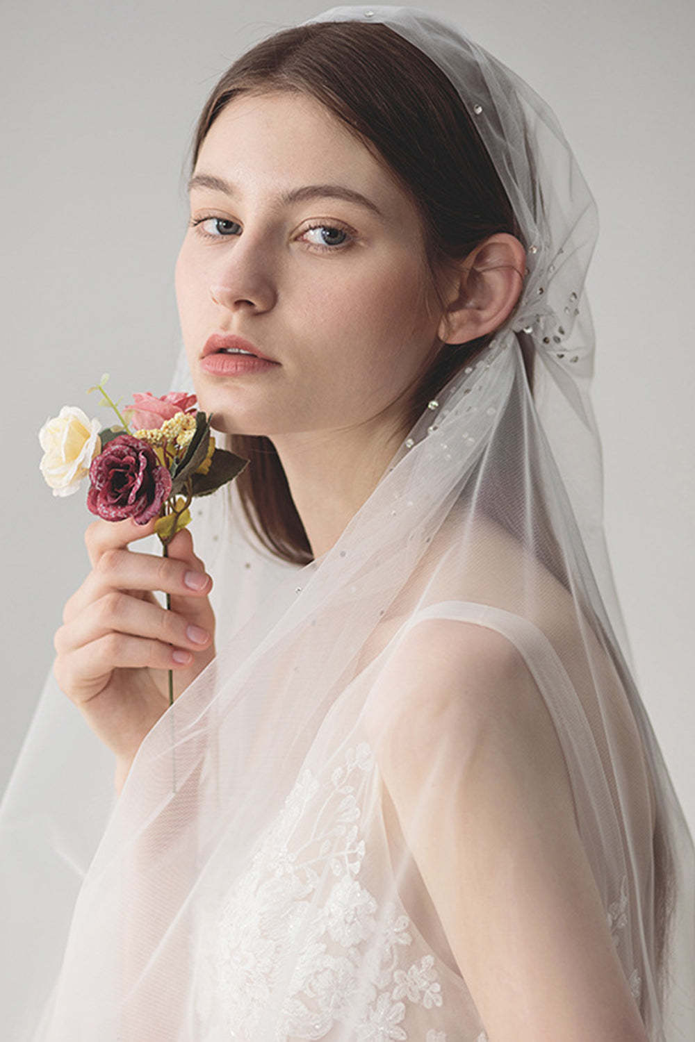 Bridal Veils in Vintage Hat Style with Beading