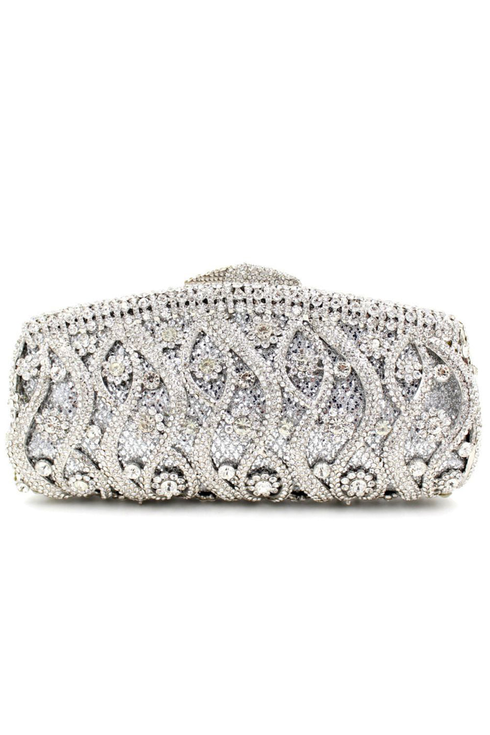 Elegant Handbag with Detachable Chain for Parties Adorned with Rhinestones