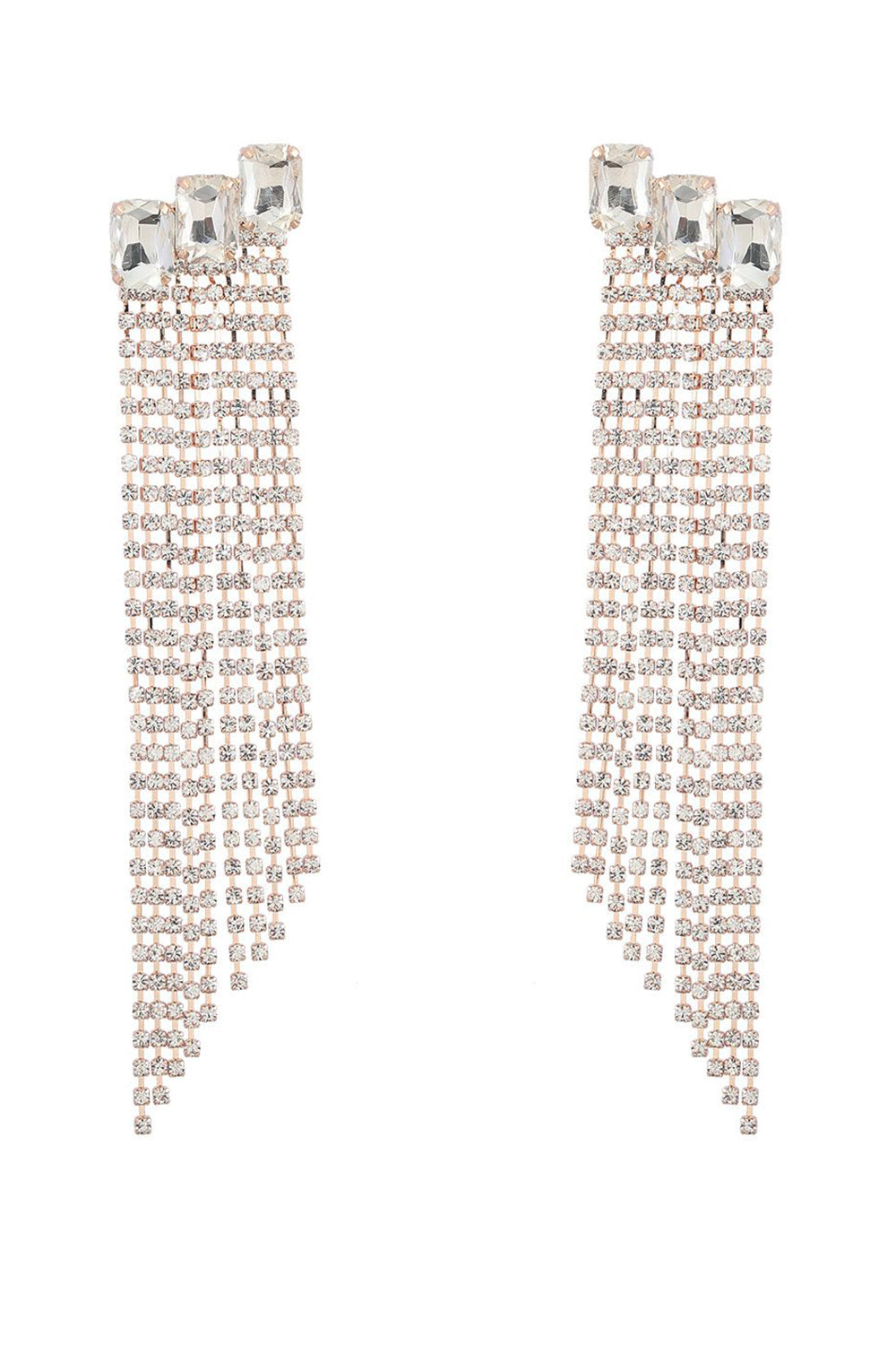 Party Earrings with Fuchsia Beads and Rhinestones