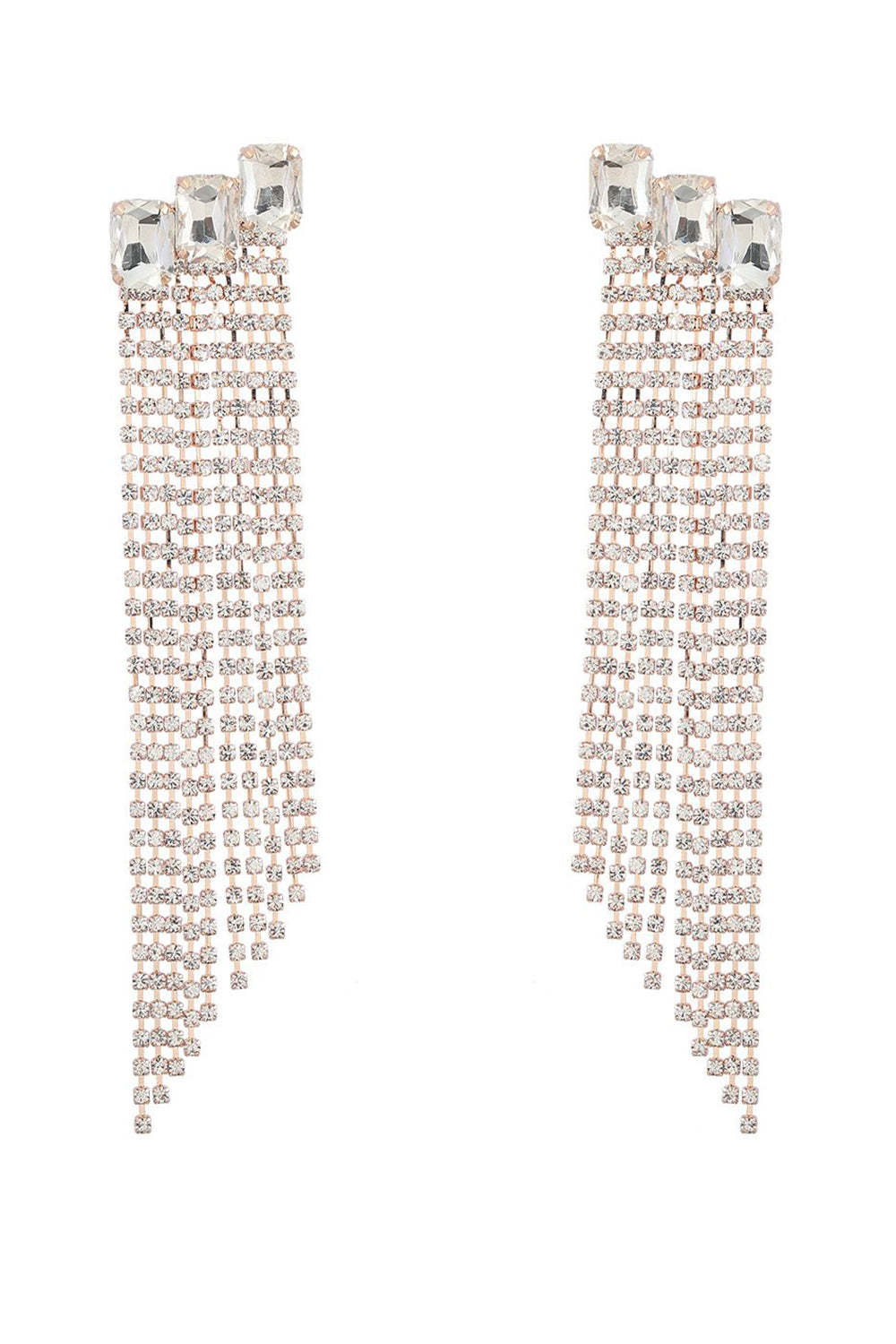 Party Earrings with Fuchsia Beads and Rhinestones