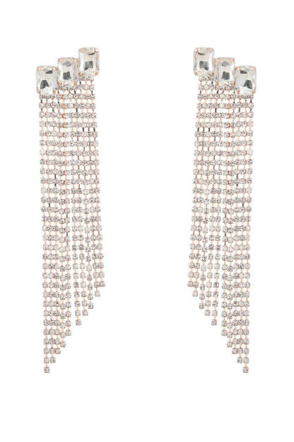 Party Earrings with Fuchsia Beads and Rhinestones