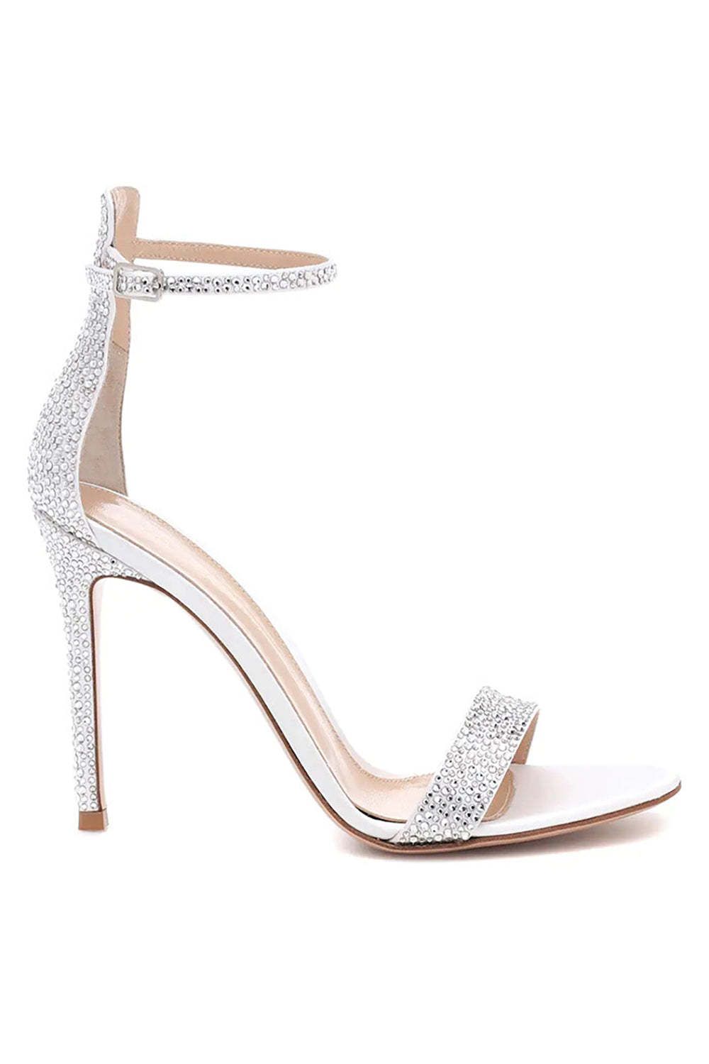 High-heeled Sandal Shoes with Silver Beads