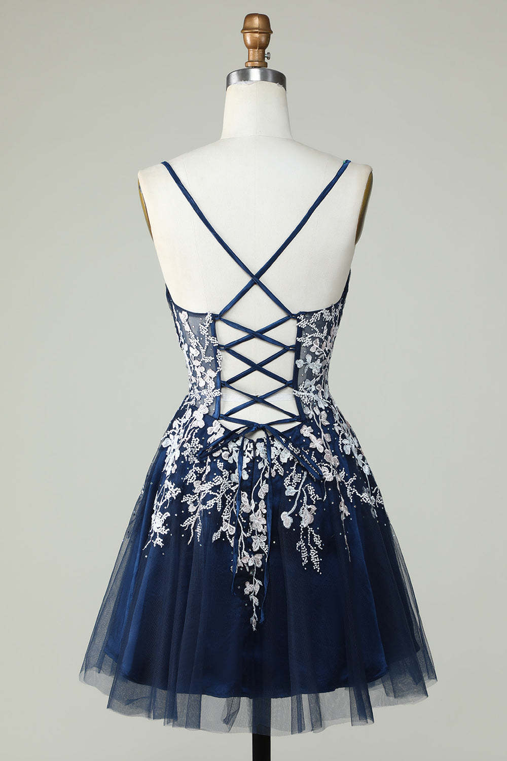 Dusty Sage Spaghetti Straps Cocktail Dress With Criss Cross Back