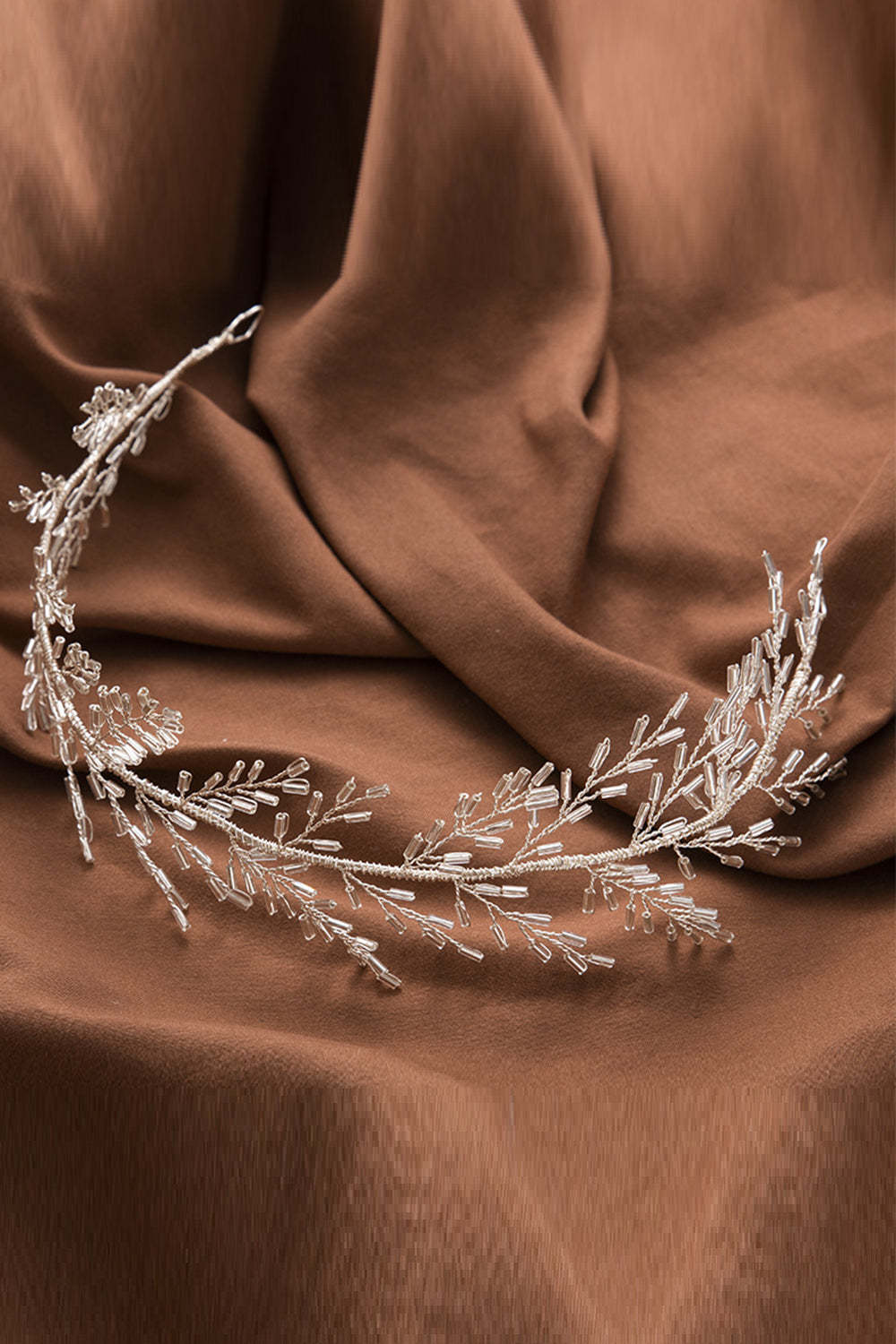 Wedding Headband with Silver Beads