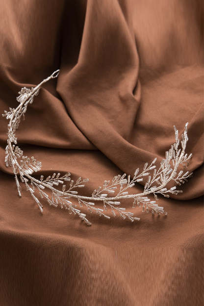Wedding Headband with Silver Beads