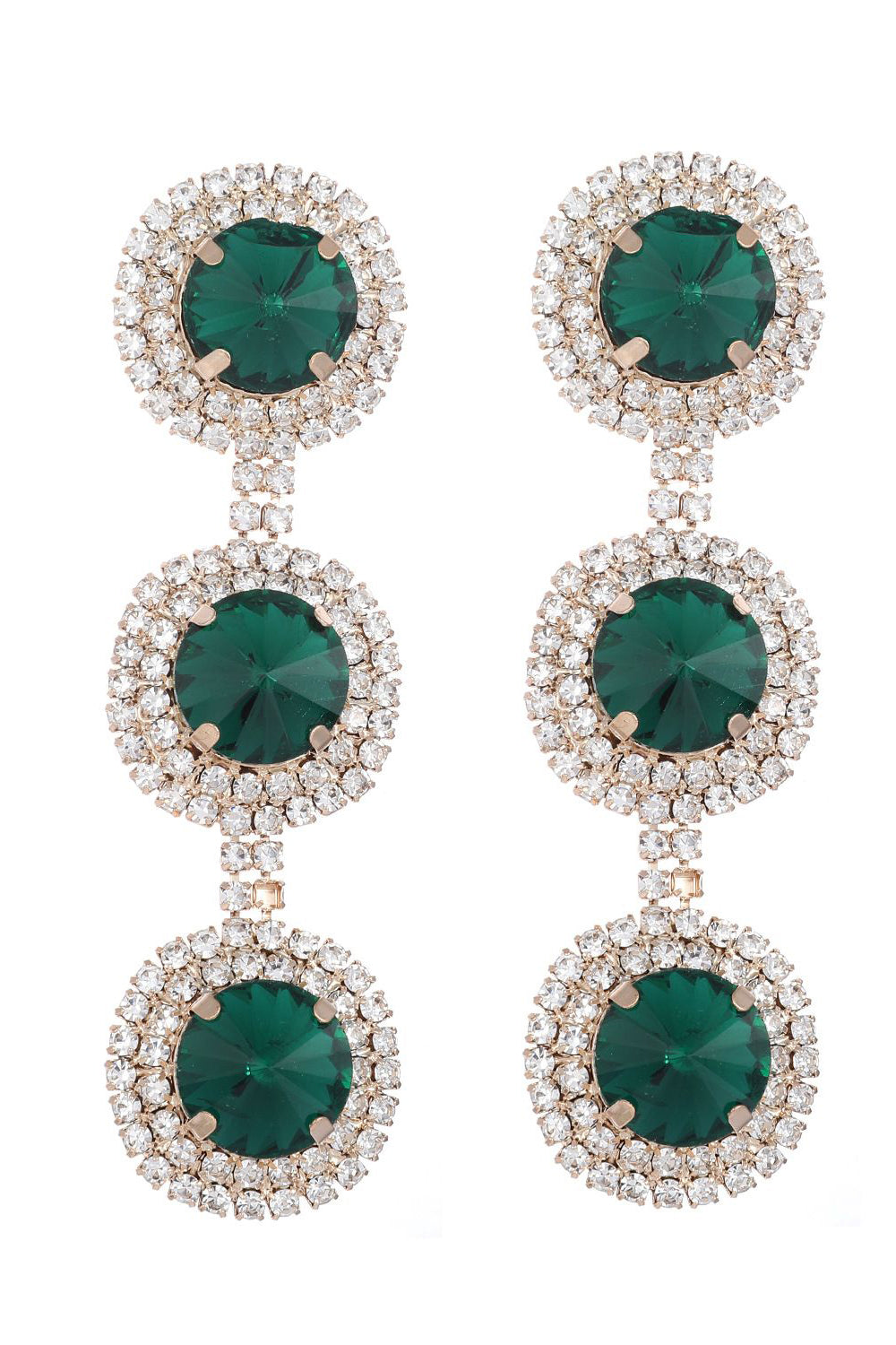Round Multi-Layered Rhinestone Earrings