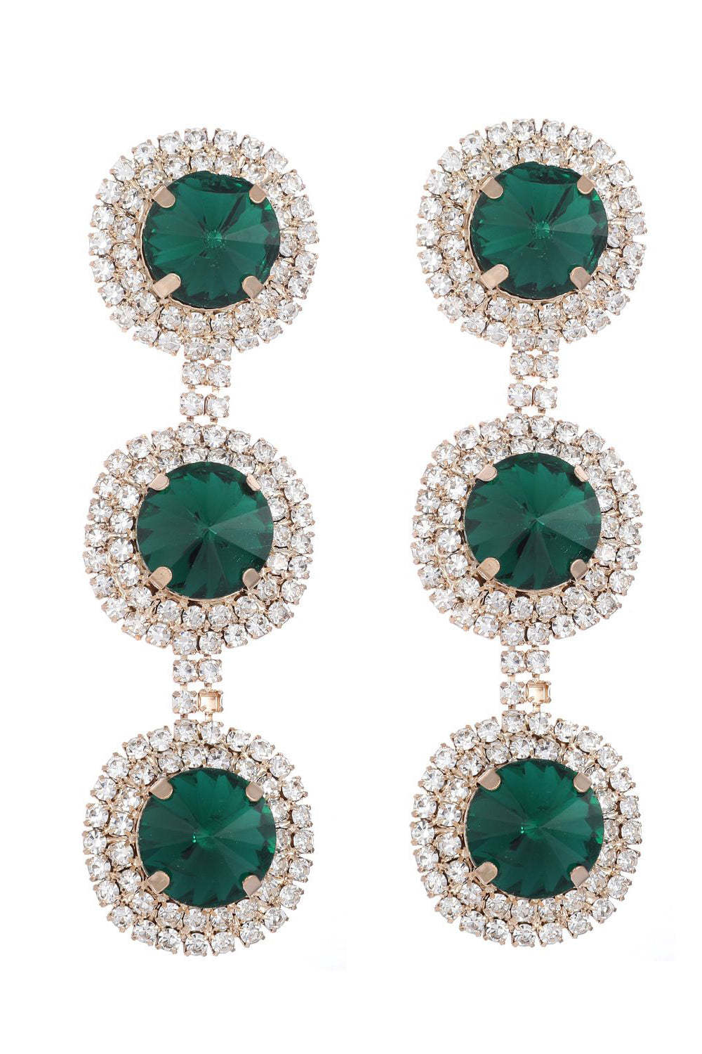 Round Multi-Layered Rhinestone Earrings
