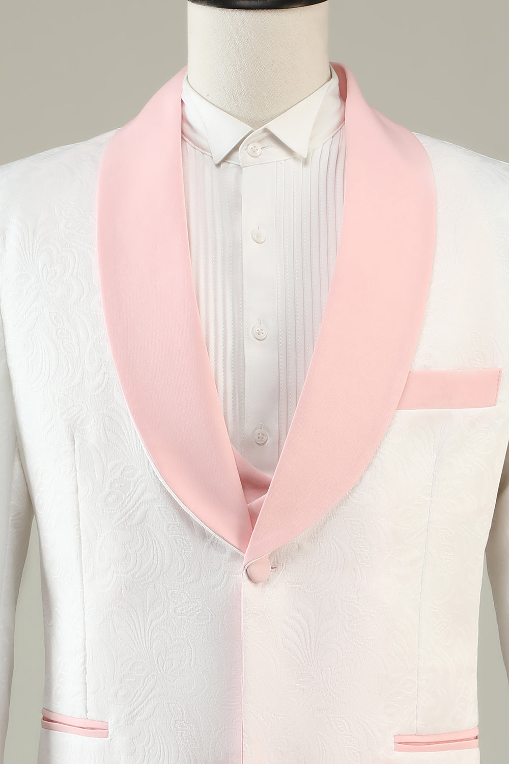 Slim Fit Men's Prom Suit in Light Pink with Shawl Lapel and Single Button