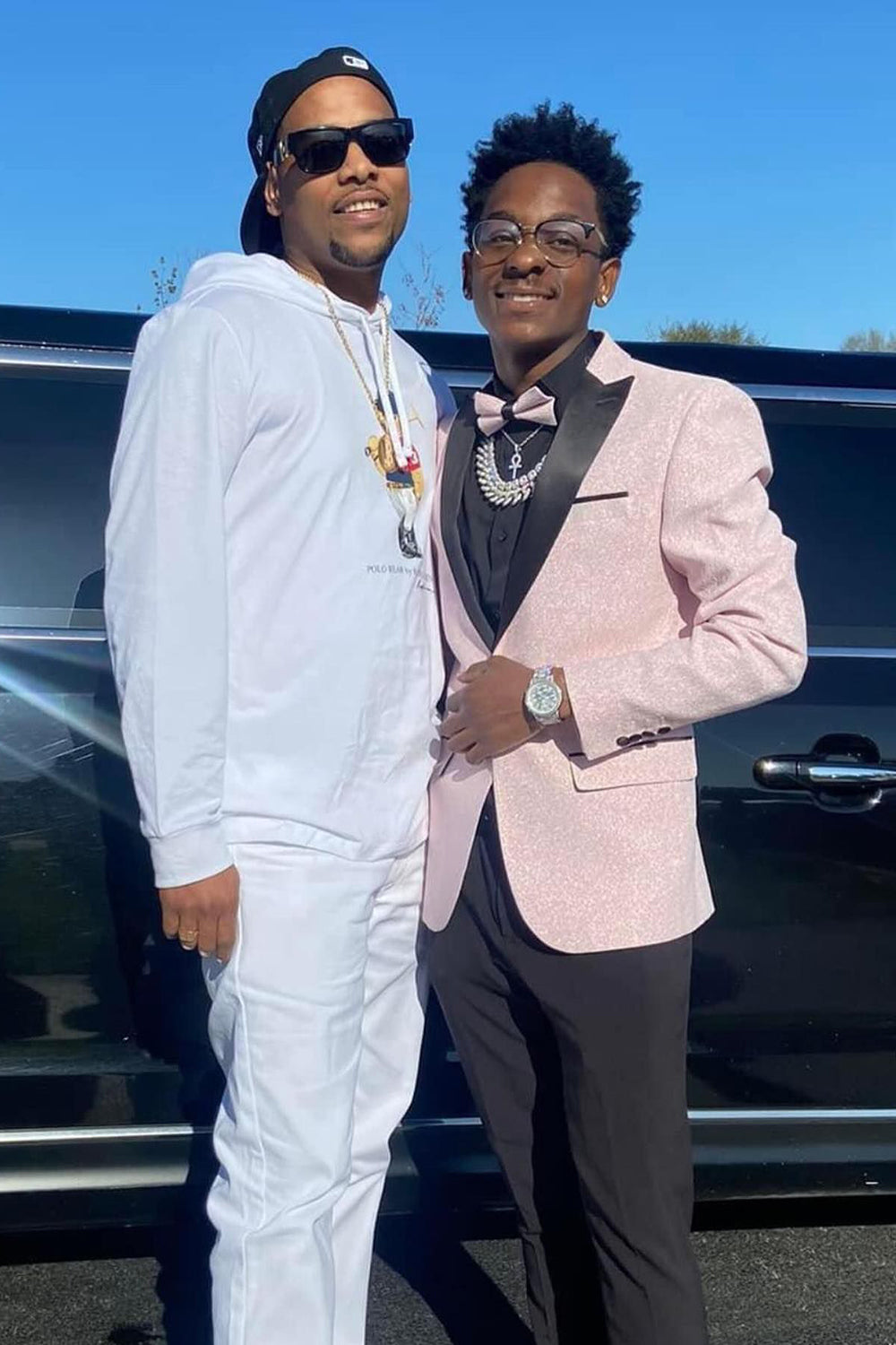 Men's Light Pink Prom Blazer with One-Button Peak Lapel Jacquard