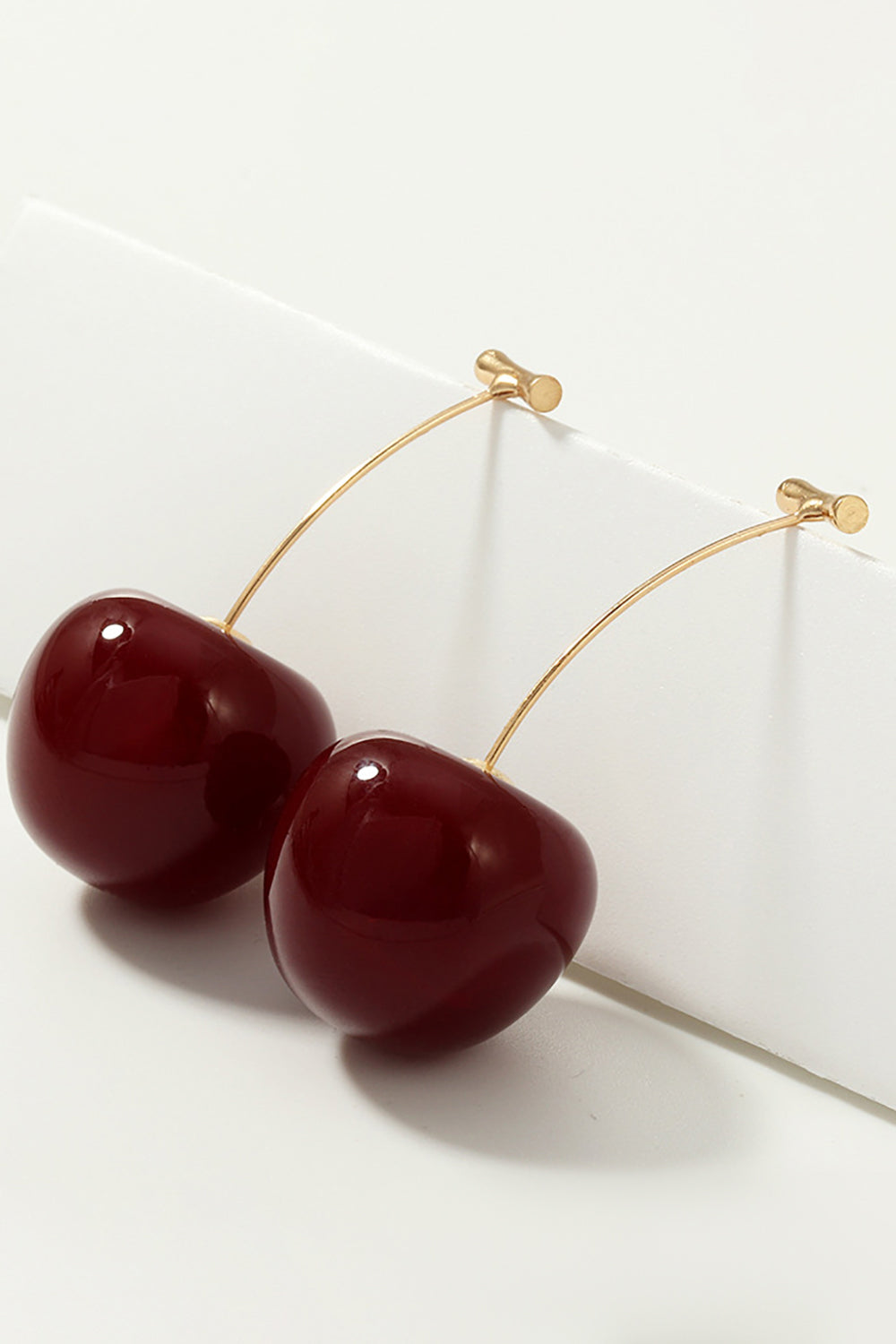 Earrings Featuring Golden Red Cherries
